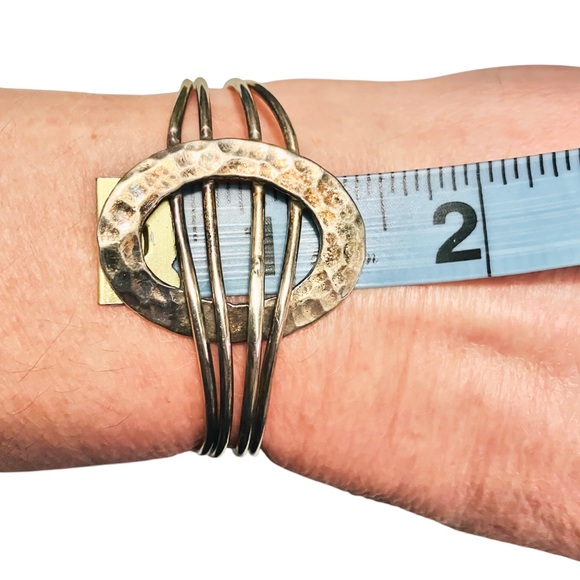 Vintage Sterling Silver Handmade Modernist Cuff Bracelet - Picture 8 of 13